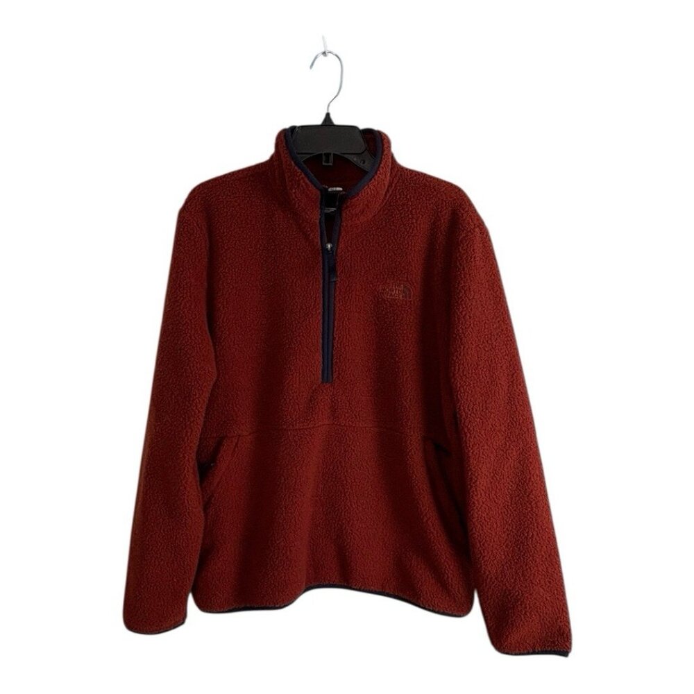 The North Face Mens Jacket Size Large Rust Orange Long Sleeve Pull Over 1/4 Zip